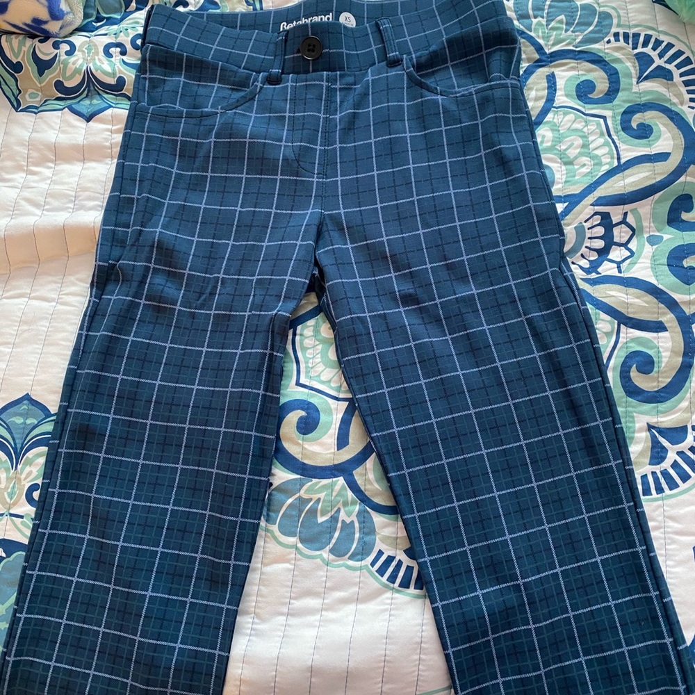 COPY - Betabrand 7 Pocket Dress Pant Yoga straight leg, Ocean Tartan.  Xs short…